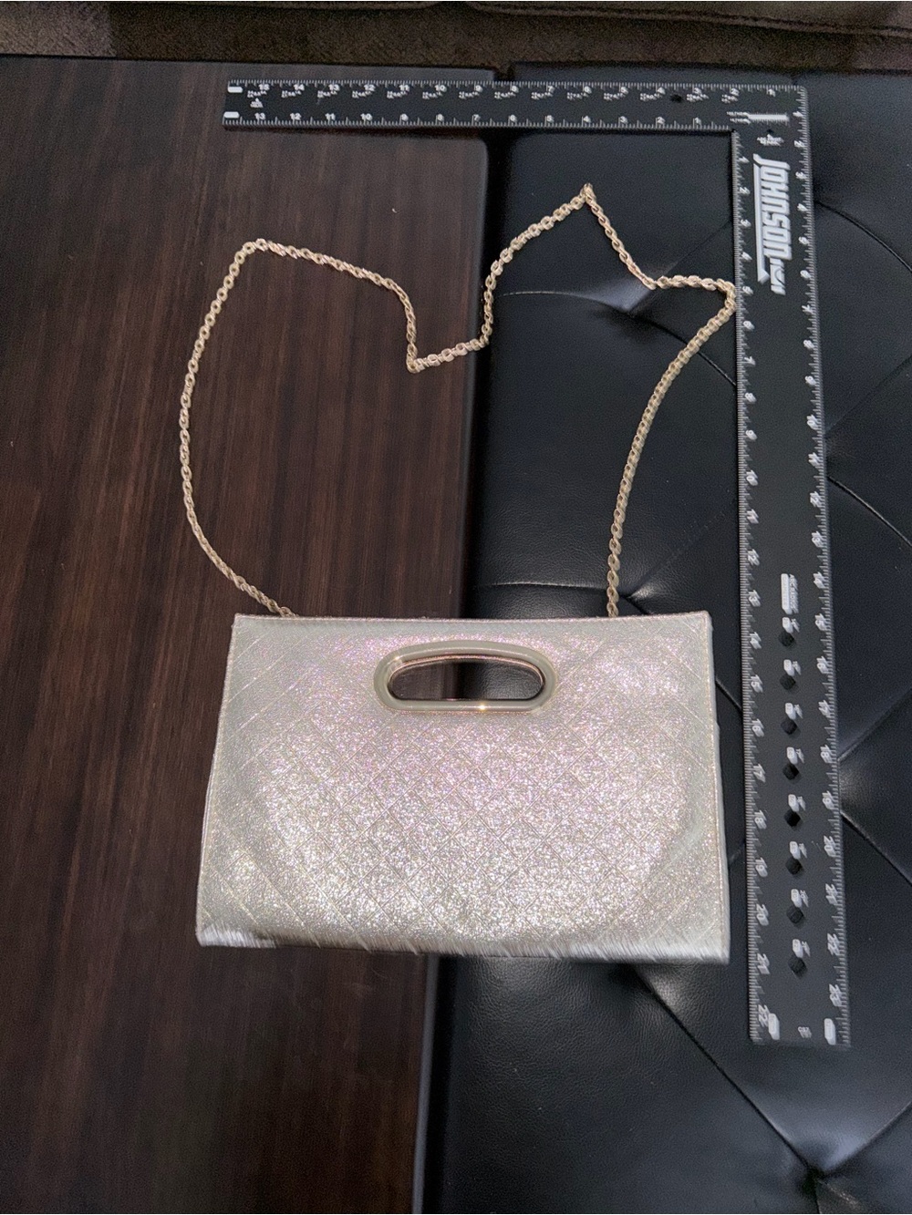 Metallic Iridescent Chain Shoulder Bag - Women's Evening Clutch